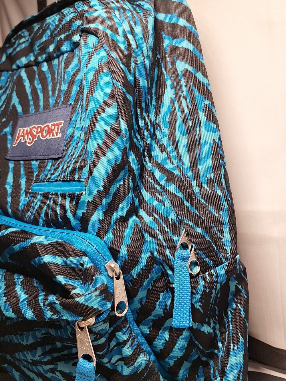 Jansport Backpack, Zebra Stripes, Black & Blue - Picture 4 of 15